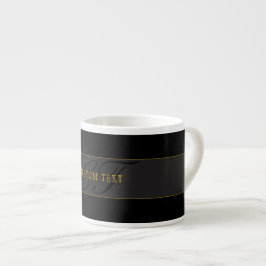 Elegant Schrift Monogram Zwart & Goud Espresso Kop