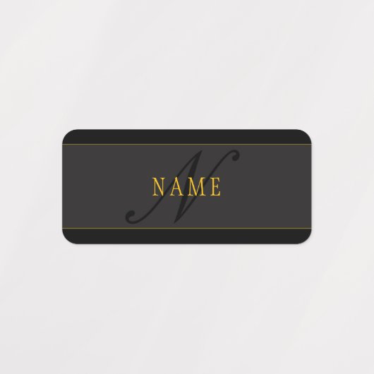 Elegant Schrift Monogram Zwart & Goud Labels (Design 4)