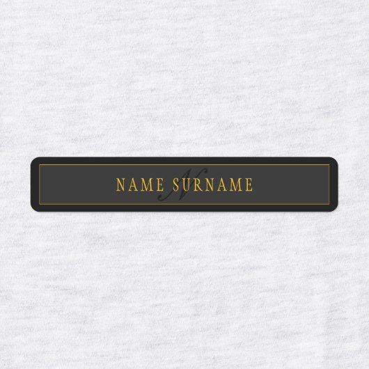 Elegant Schrift Monogram Zwart & Goud Labels (Design 1)