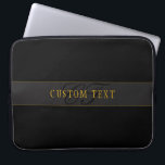 Elegant Schrift Monogram Zwart & Goud Laptop Sleeve<br><div class="desc">Elegant uitziend monogram ontwerp, pas aan zoals je wilt!</div>