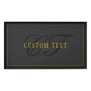 Elegant Schrift Monogram Zwart & Goud Naambadge