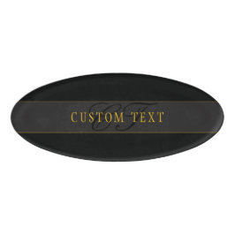 Elegant Schrift Monogram Zwart & Goud Naambadge