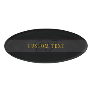 Elegant Schrift Monogram Zwart & Goud Naambadge