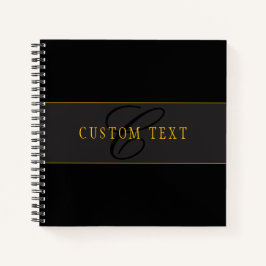 Elegant Schrift Monogram Zwart & Goud Notitieboek