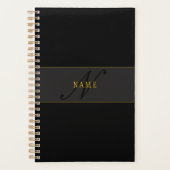 Elegant Schrift Monogram Zwart & Goud Planner (Voorkant)
