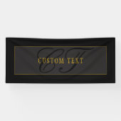 Elegant Schrift Monogram Zwart & Goud Spandoek (Horizontaal)