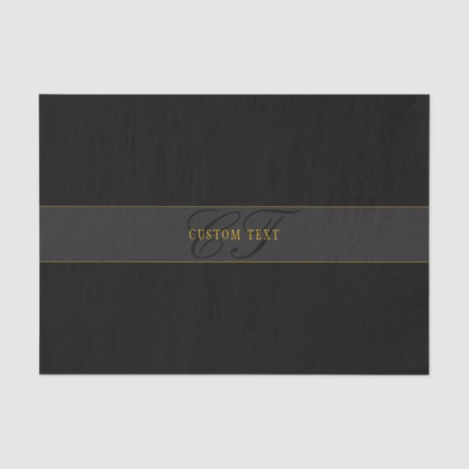Elegant Schrift Monogram Zwart & Goud Tissuepapier (Voorkant)