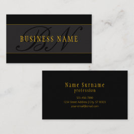 Elegant Schrift Monogram Zwarte & Goud Visitekaartje