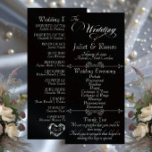 Elegant Schrift & Monogram - Zwarte Huwelijk Programmakaart