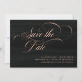 Elegant Schrift | Nep roosgoud en zwart Save The Date (Voorkant)