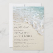 Elegant Schrift Op Het Strand Bruiloft Kaart (Voorkant)