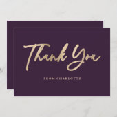 Elegant Schrift Paars en Goud Bedankkaart (Voorkant / Achterkant)