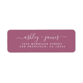 Elegant Schrift Paars Trouw Retouradres Etiket
