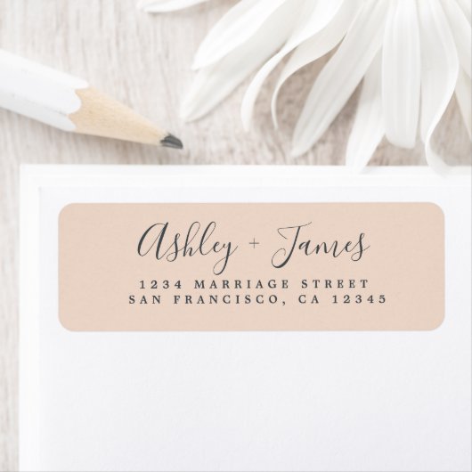 Elegant Schrift Pastel Roze Huwelijks Retouradres Etiket (Insitu)