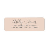 Elegant Schrift Pastel Roze Huwelijks Retouradres Etiket (Voorkant)