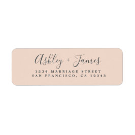 Elegant Schrift Pastel Roze Huwelijks Retouradres Etiket
