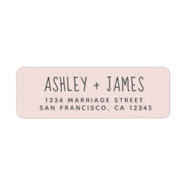 Elegant Schrift Pastel Roze Huwelijks Retouradres Etiket