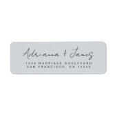 Elegant Schrift Pastelblauw Huwelijk  Etiket (Voorkant)