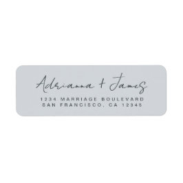 Elegant Schrift Pastelblauw Huwelijk  Etiket