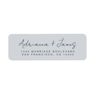 Elegant Schrift Pastelblauw Huwelijk Etiket