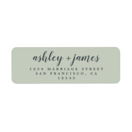 Elegant Schrift Pastelgroen Huwelijksretouradres Etiket