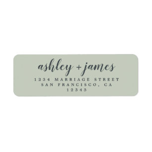 Elegant Schrift Pastelgroen Huwelijksretouradres Etiket