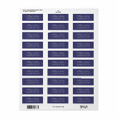 Elegant schrift retouradres trouwkaart Navy blauw Etiket (Full Sheet)