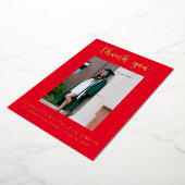 Elegant Schrift Rood Goud Foto Afstuderen Folie Uitnodiging (Gedraaid)