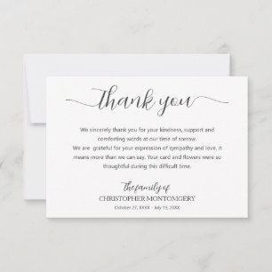 Elegant Schrift Rouwplechtigheid Bedankkaart