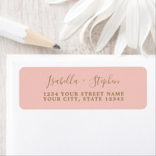 Elegant Schrift Roze en Goud Retouradres Etiket