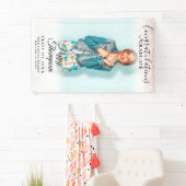 Elegant Schrift Roze Glitter Foto Afstuderen Spandoek (Insitu)