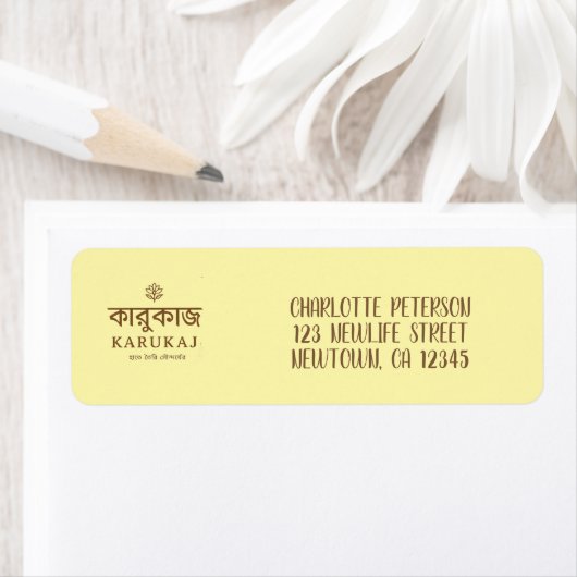 Elegant schrift rozeroze mailing accessoires etiket (Insitu)
