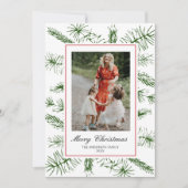 Elegant Schrift Rustieke Pijnboom Boho Foto Kerstm Feestdagenkaart (Voorkant)