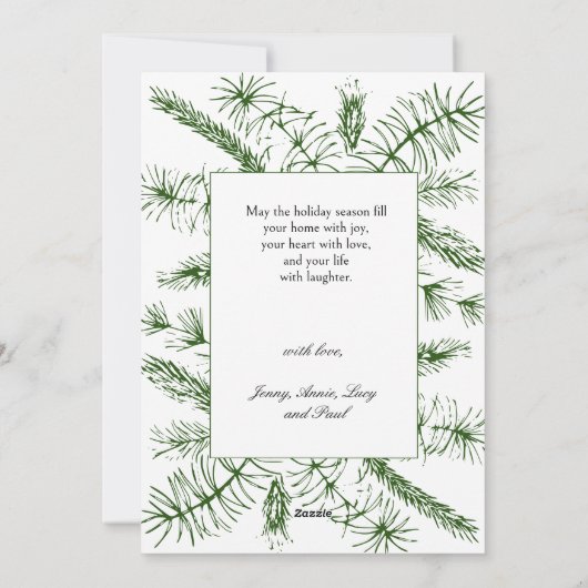 Elegant Schrift Rustieke Pijnboom Boho Foto Kerstm Feestdagenkaart (Achterkant)