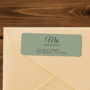 Elegant Schrift Sagegroen Mevrouw. Retouradres Etiket