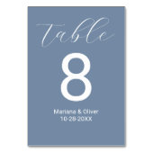 Elegant Schrift Stof Blauw Bruiloft Kaart (Achterkant)