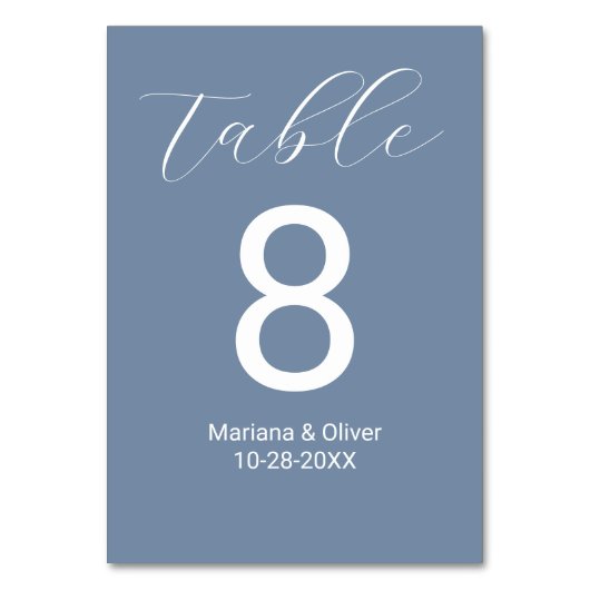 Elegant Schrift Stof Blauw Bruiloft Kaart (Voorkant)