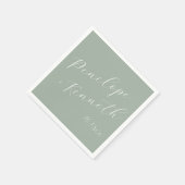 Elegant Schrift Stof Sage Groen Trouw Aangepast Servet (Hoek)