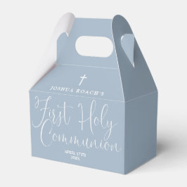 Elegant Schrift Stofblauw Eerste Heilige Communie Bedankdoosjes