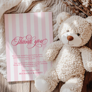 Elegant Schrift & Strepen Baby Shower Bedankkaart