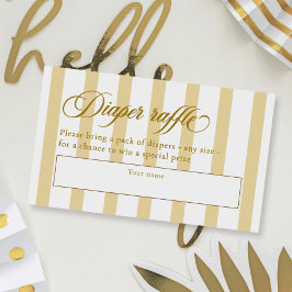 Elegant Schrift & Strepen Baby Shower Luier Raffle Informatiekaartje