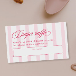 Elegant Schrift & Strepen Baby Shower Luier Raffle Informatiekaartje