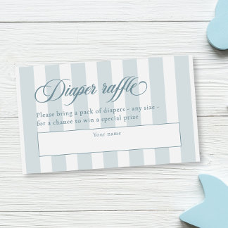 Elegant Schrift & Strepen Baby Shower Luier Raffle Informatiekaartje