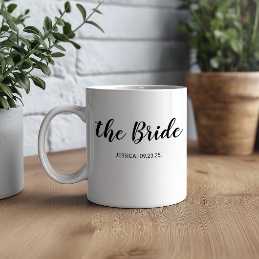 Elegant Schrift The Bride Persoonlijke Trouwdag Wi Koffiemok