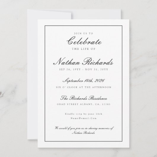 Elegant Schrift Uitvaartprogramma Kaart (Voorkant)