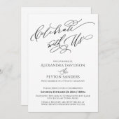 Elegant Schrift Vier het met Ons Ontvangstfeest Kaart (Voorkant / Achterkant)