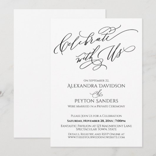 Elegant Schrift Vier Ons Ontvangstfeest Kaart (Voorkant / Achterkant)