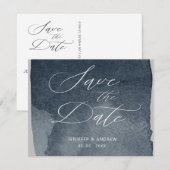 Elegant Schrift Watercolor Wash Save The Date Kaart (Voorkant / Achterkant)