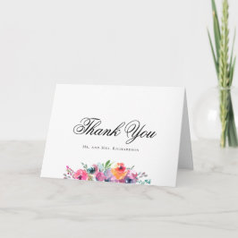 Elegant Schrift Waterverf Bloem Bruiloftsfoto Bedankkaart