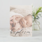 Elegant Schrift Wazige Foto Eenvoudige Doop Kaart (Staand voorkant)